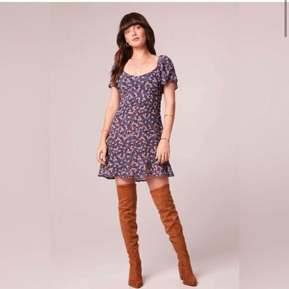 NWT XS Band Of The Free CORALINE PURPLE FLORAL CROSSOVER MINI DRESS - Picture 1 of 14